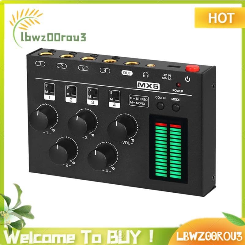 MX5 Mixer De Áudio Estéreo De 4 Canais De Ruído Ultra Baixo Mini Ou Mono De 6.35/3.5 Mm Para Clube/Barra De Estúdio