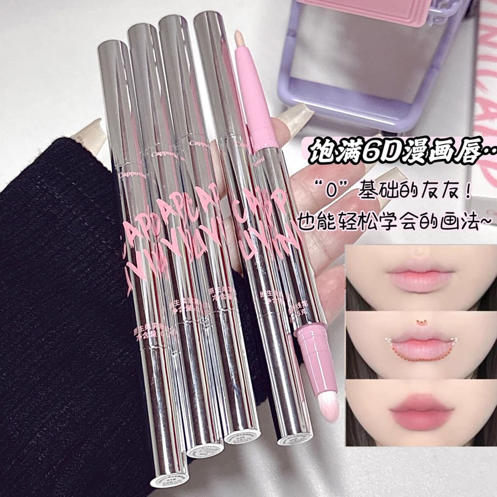 Lápis Delineador Labial Matte Suave Original Cappuvini para Definir o Contorno dos Lábios, Lábios Volumosos, Batom de Ba