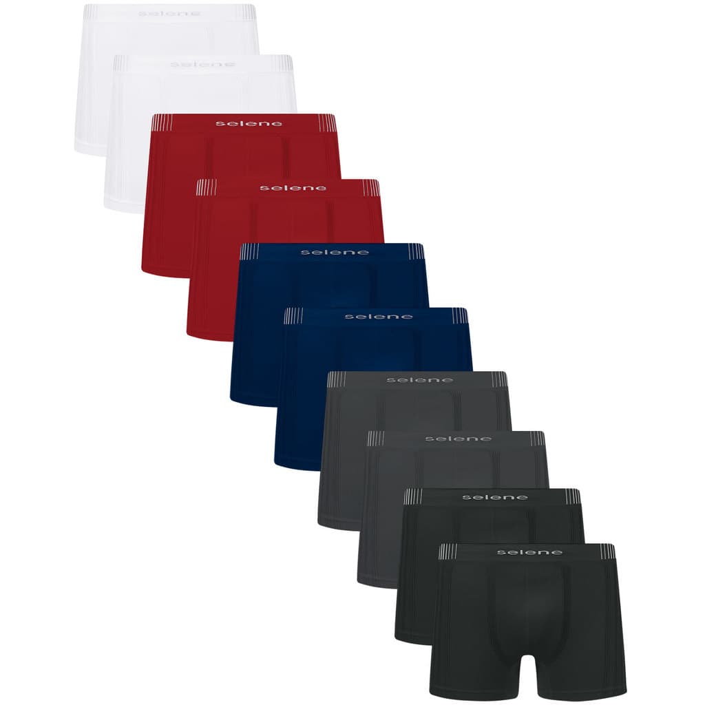 Kit 10 Cueca Boxer Microfibra Selene Kit Cueca Box Poliamida Sem Costura Cueca Masculina Premium
