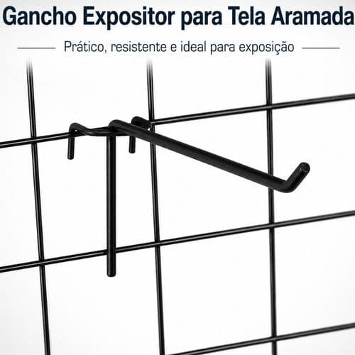 Kit 5 Ganchos 15cm para Tela Aramada Expositor Loja Preto