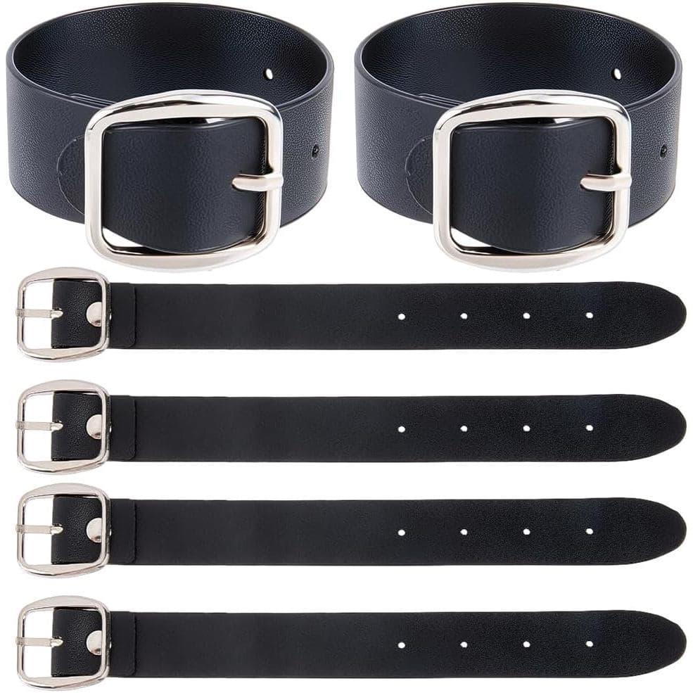 6 Peças de Correia Ajustável para Cesta de Bicicleta, 7,2 x 0,7 Polegadas, Cinto Extensor de Couro PU Preto com Fivela Q