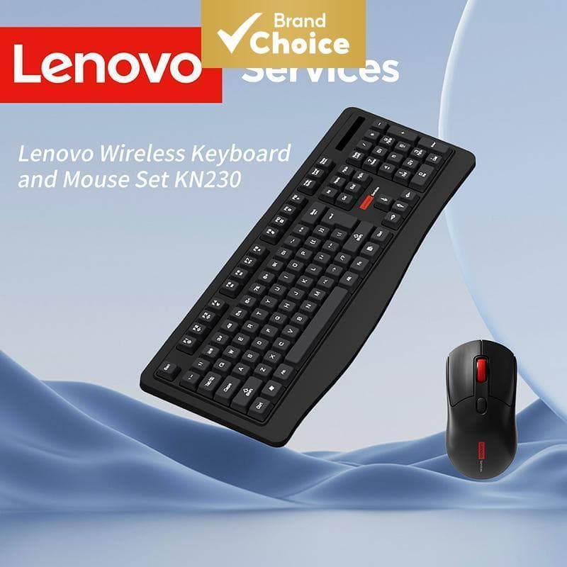 Combo de Teclado e Mouse Sem Fio Silencioso Lenovo 104 Teclas Conexão 2.4G Estável para Uso em Desktop de Escritório