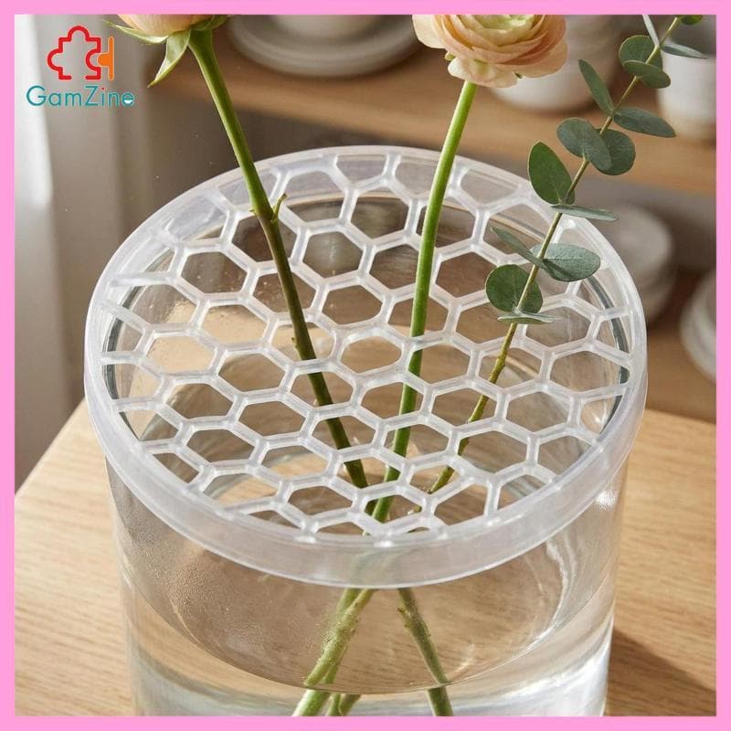 [lzdxwcke2] Sapo De Flor De Silicone Transparente Redondo Favo De Mel Grade De Flores Disco Plano Vaso Inserção Borda El