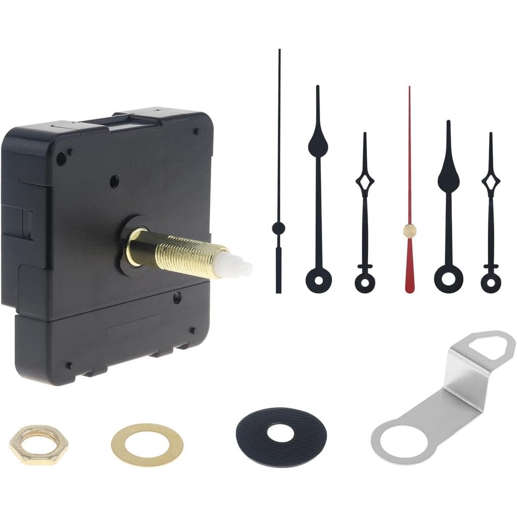 Mecanismo de Relógio Silencioso de Quartzo com Eixo Longo de 31 mm (1-1/4 polegada) para Reparo DIY, com 2 Pares de Pont