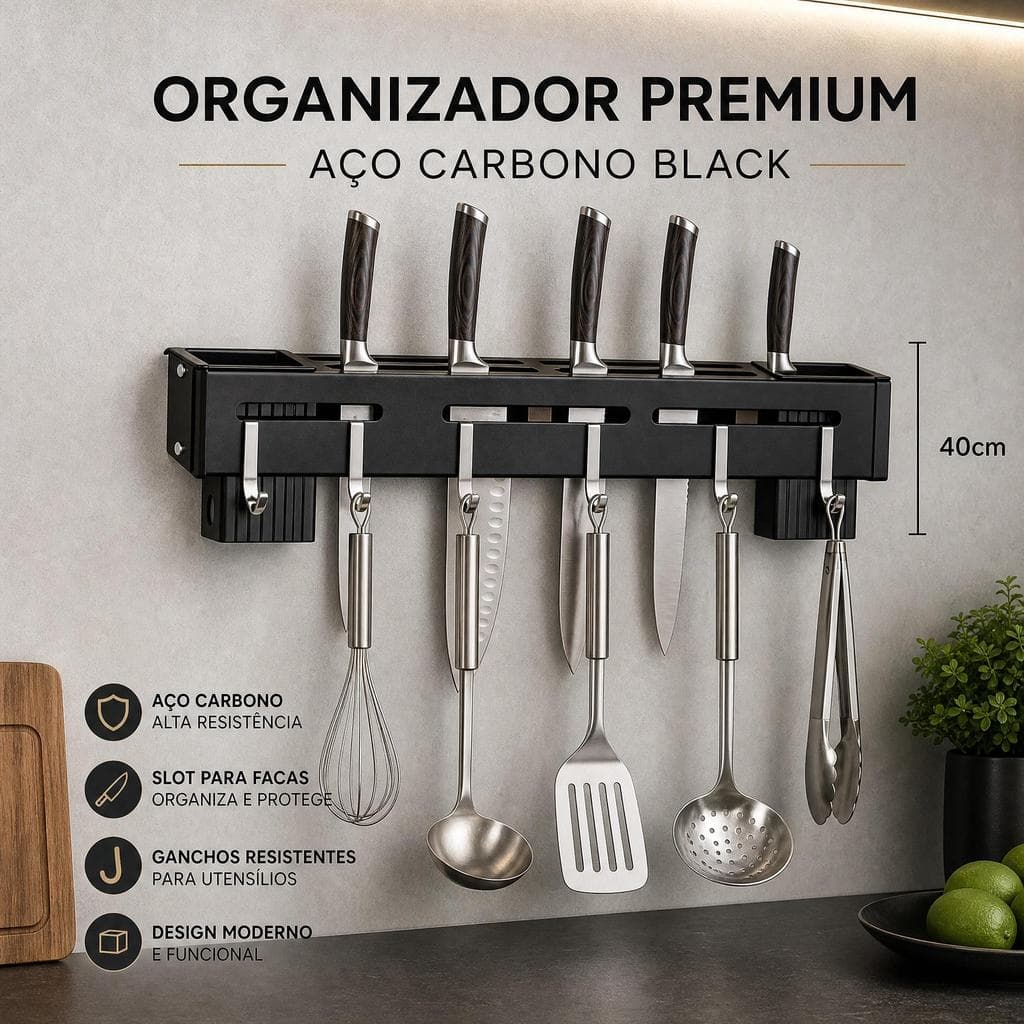 Suporte Organizador Para Facas e Utensilios Grande Em Aço Premium