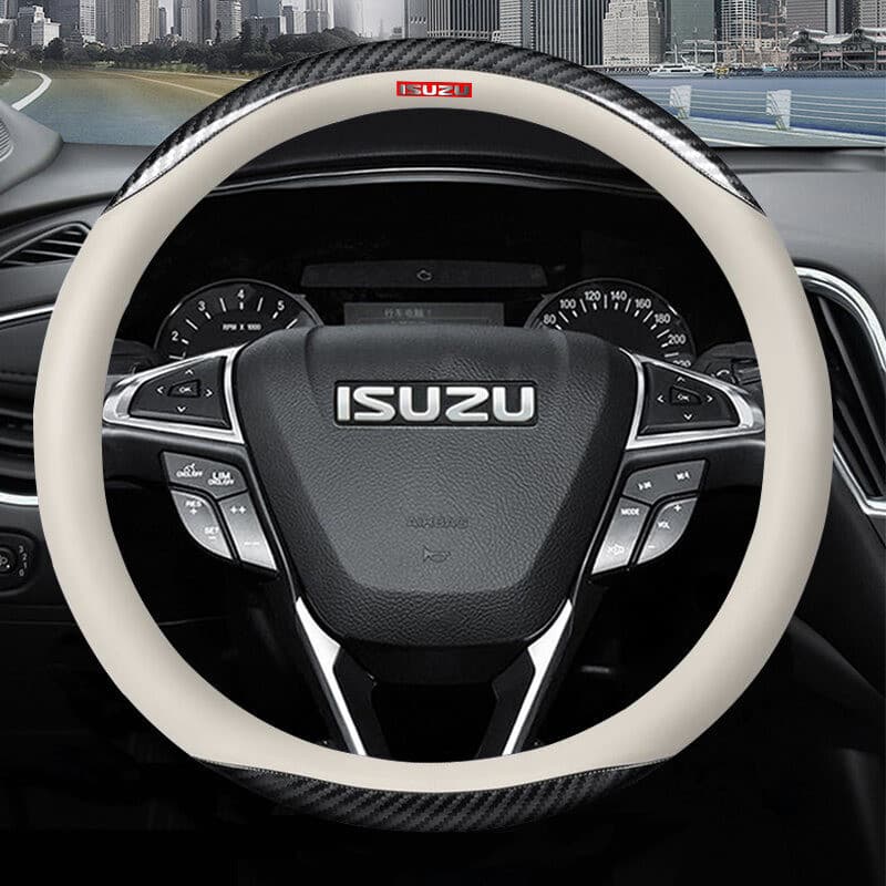 Adequado para capa de volante de carro Isuzu MUX TFR DMAX MU7, capa de volante em couro de fibra de carbono.
