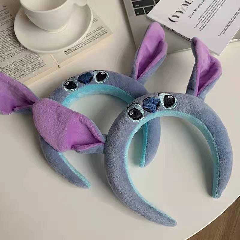 Máscara de Lavagem Facial com Fita de Cabeça de Pelúcia Animada Kirby Stitch Acessórios de Cabelo Fofos