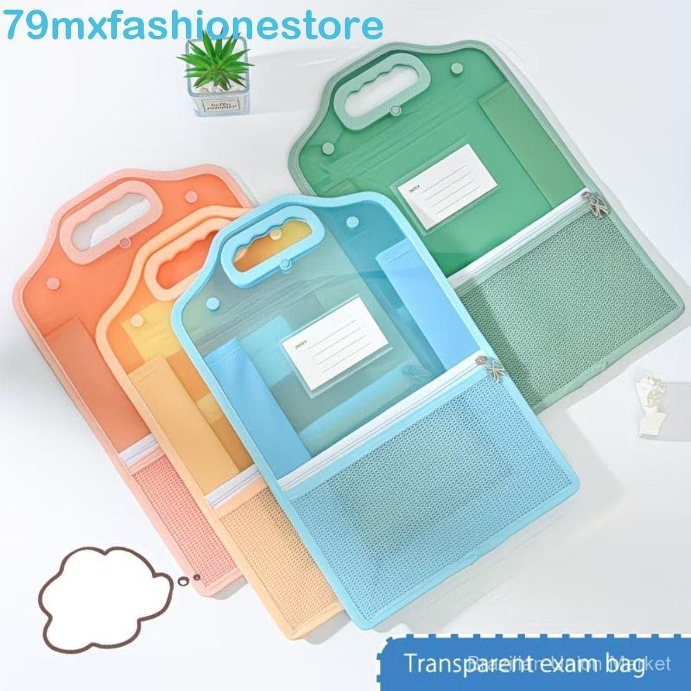 Bolsa de arquivo de grande abertura, bolsa de arquivo A4 em malha transparente, bolsa com zíper para guardar papéis de t