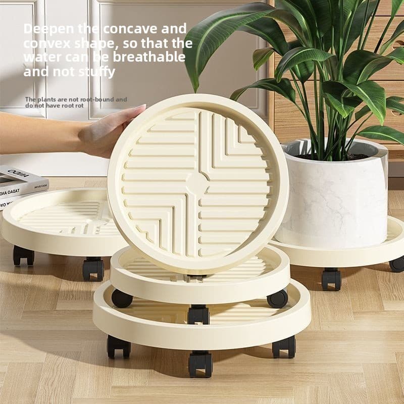YoCiao Plant Caddy Com Rodas Bandeja Redonda De Captura De Água Ranhuras De Ventilação Elevadas Para Varanda E Jardim