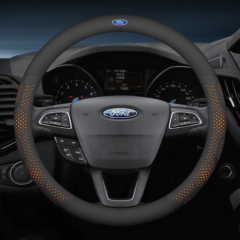 Capa Ultrafina para Volante de Carro, Couro Ultrafino Antiderrapante e Absorvente de Suor para Ford Fiesta, Mondeo, Rang