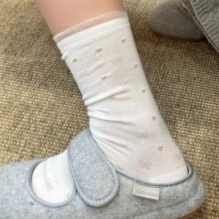Primavera verão fino branco respirável meias verão estilo coreano Ballet estilo algodão pilha meias femininas meados de