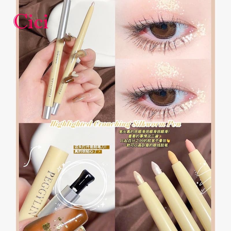 [Cici] PEGGYLIN Silkworm Pen Highlighter Stick Shimmer Glitter Eyeshadow À Prova D'água Iluminar Maquiagem Para Os Olhos