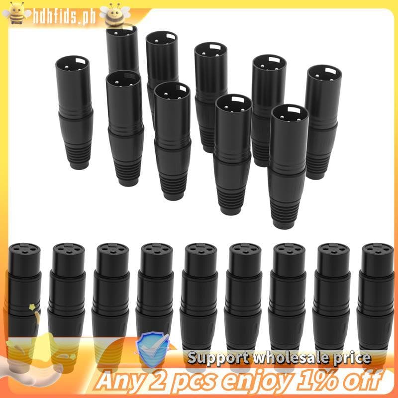 10 Pares XLR 3 Pinos Microfone Cabos De Áudio Plug Conectores Macho Fêmea MIC Cobra Cabo