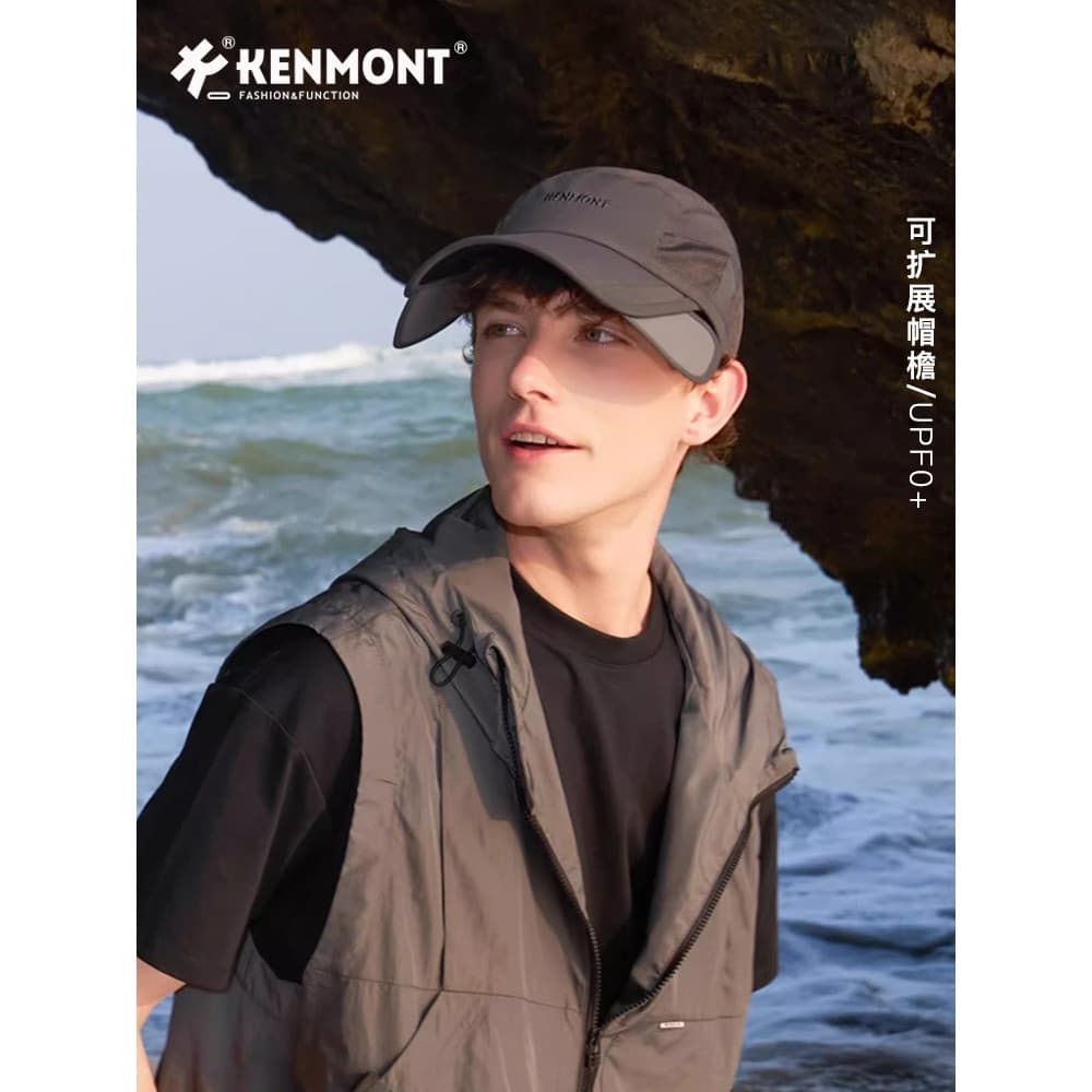 Kenmont/Carmont Outdoor Cap Masculino Verão Respirável Protetor Solar Alongado Aba Ampliada Casual Beisebol Chapéu