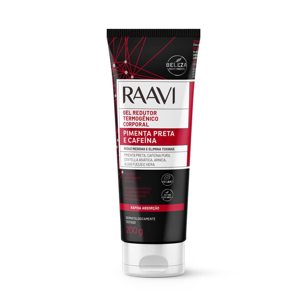 Gel Redutor Termogênico Pimenta Preta E Cafeína Raavi 200g