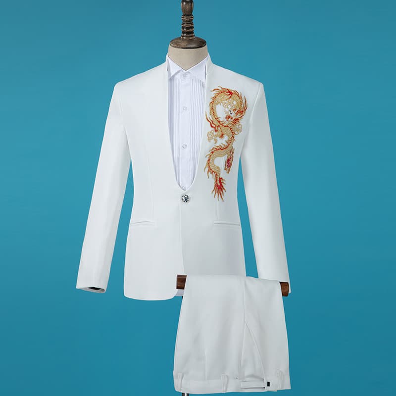 Nova gola alta desempenho traje masculino adulto cantor anfitrião traje palco coro vestido masculino terno