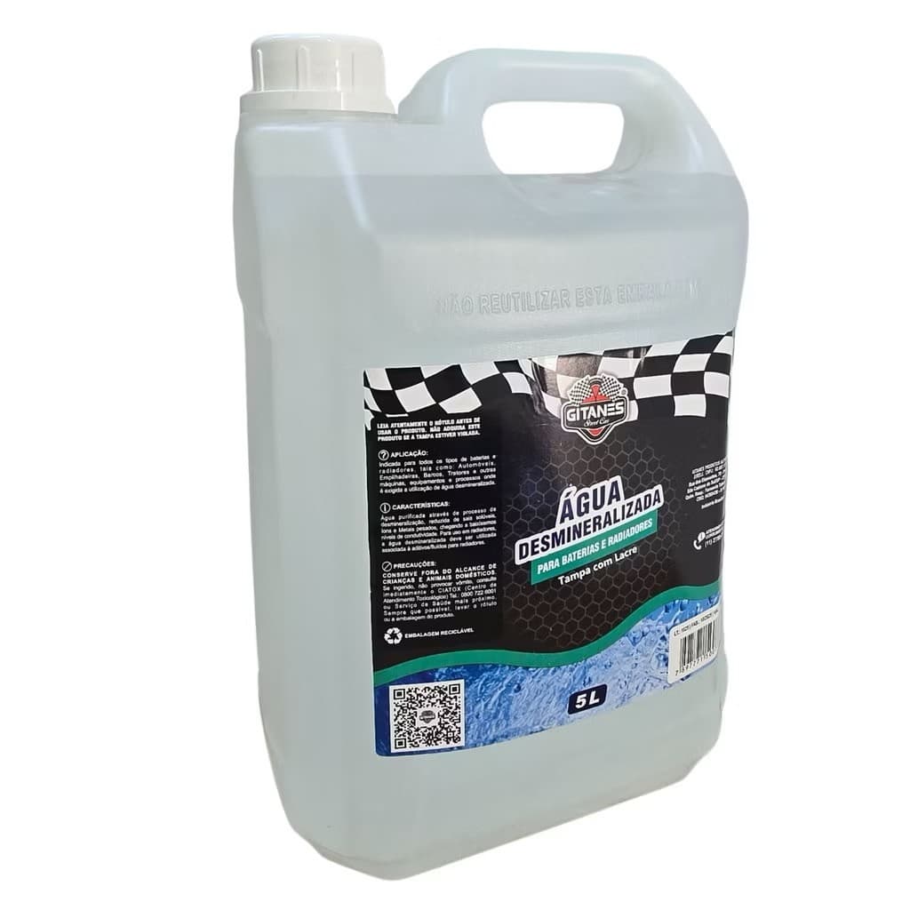 Água Desmineralizada Gitanes 5 Litros – Para Radiadores e Baterias