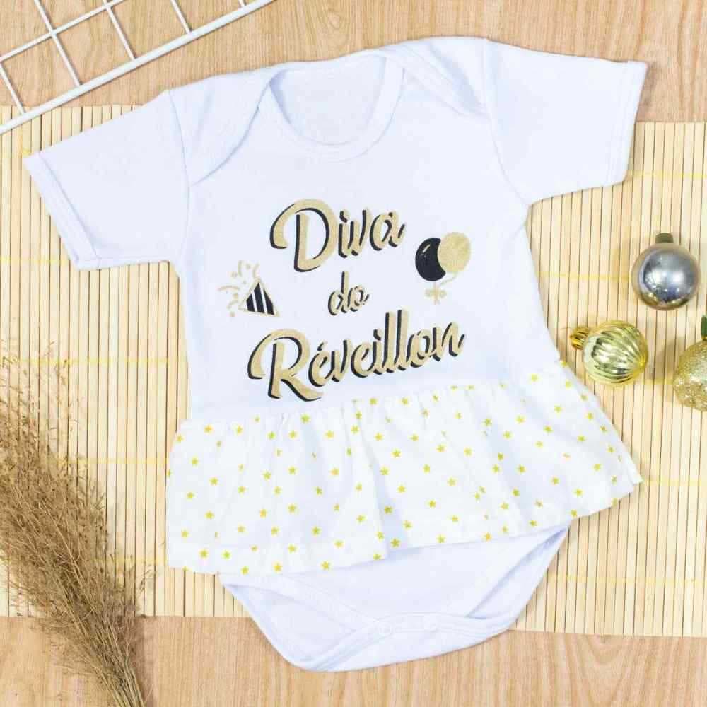 Body Saia Curto Ano Novo Diva Para Bebê Até 12 Meses