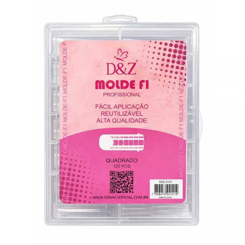 Molde F1 Quadrado D&Z Profissional – 120 peças | Alongamento Unhas Gel Polygel Acrílico