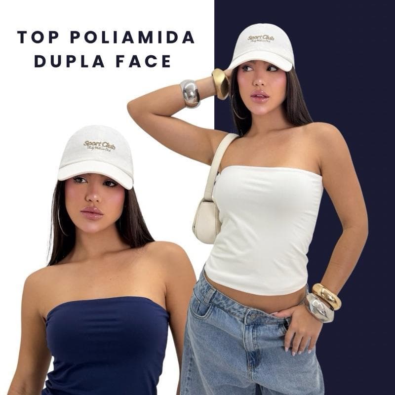 Top Tube  Blusa Dupla Face Poliamida Tendência Moda Feminina