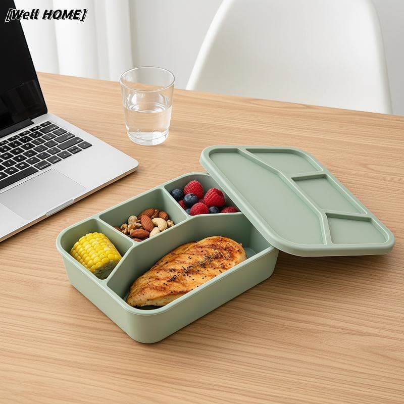 [Well HOME] Caixa Bento De Silicone Sem BPA , 4 Peças , Recipiente De Alimentos Reutilizável À Prova De Vazamentos Para