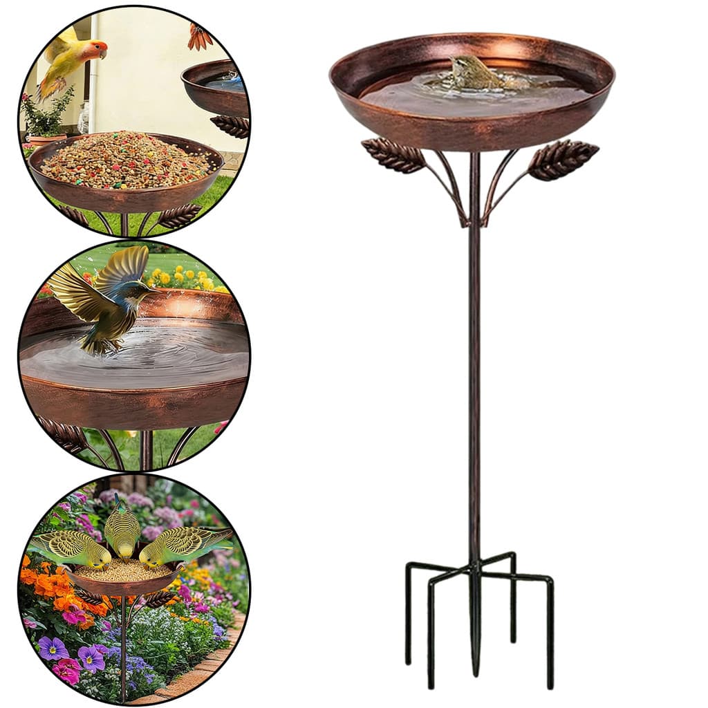 Alimentador À Prova De Ferrugem De Metal Para Banho De Pássaros Com Tigela Removível De Jardim Decoração De Gramado Lago