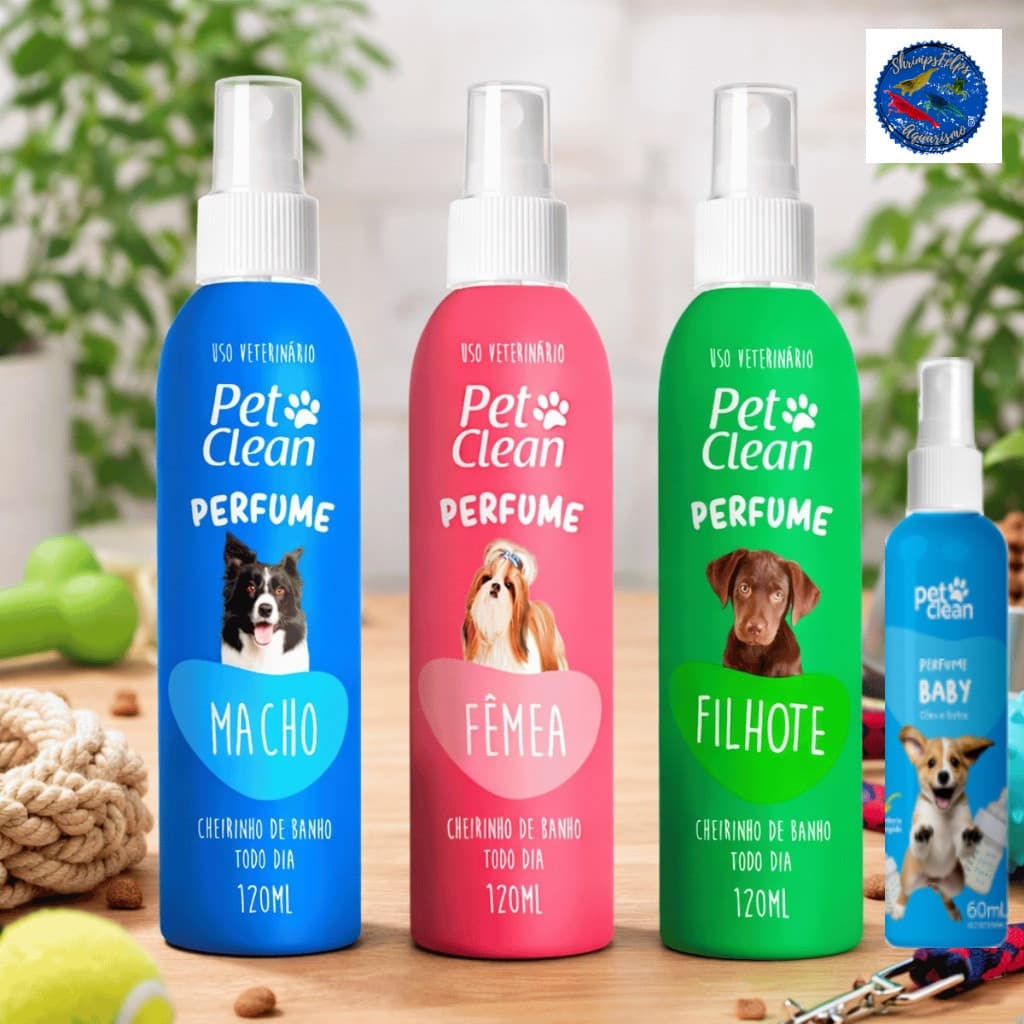 Perfume Colônia Cachorro Cão Spray 120ml Pet Clean Macho Fêmea Filhote Alta Fixação Higiene Pet Shop