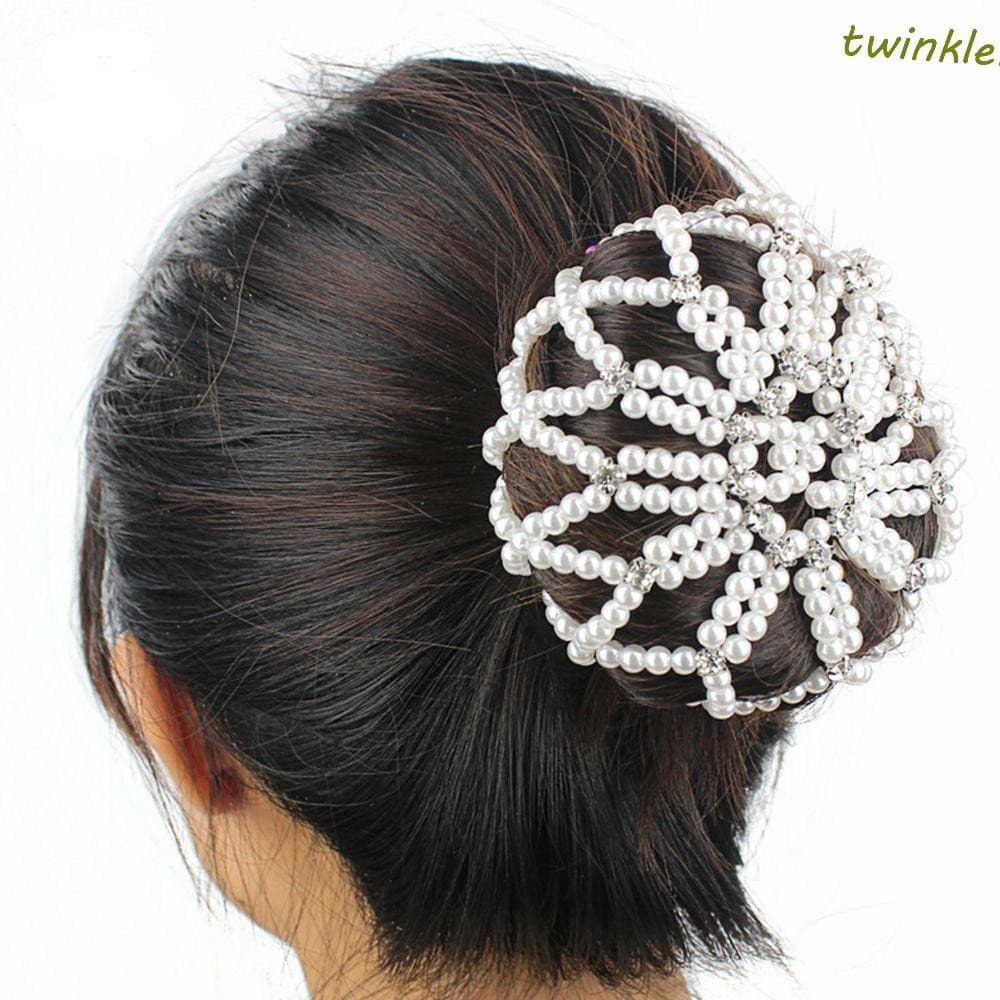 TWINKLE1 Redes Capilares Pérola Ornamento Moda Snood Crochê De Cristal Elástico Bun