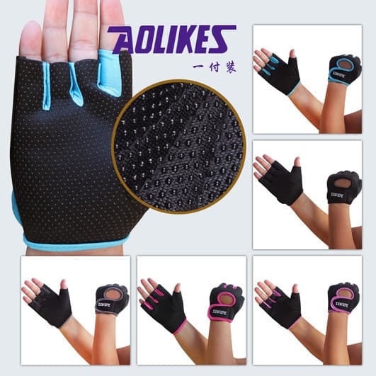 Luvas esportivas ao ar livre meio dedo das mulheres dos homens de Fitness ciclismo luvas de pulso escalada antiderrapant