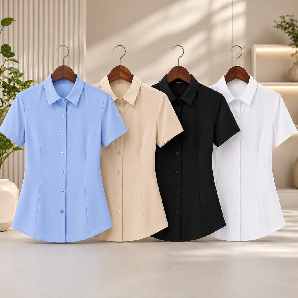 Camisa Verão PLUS SIZE Traje social roupa de trabalho Uniforme Feminina Camisa social manga Curta Elegante importado