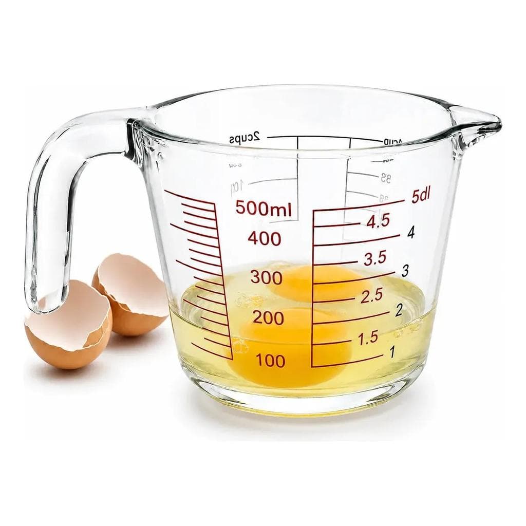 Jarra Medidora Copo Vidro Temperado 500ml  Alça Graduada