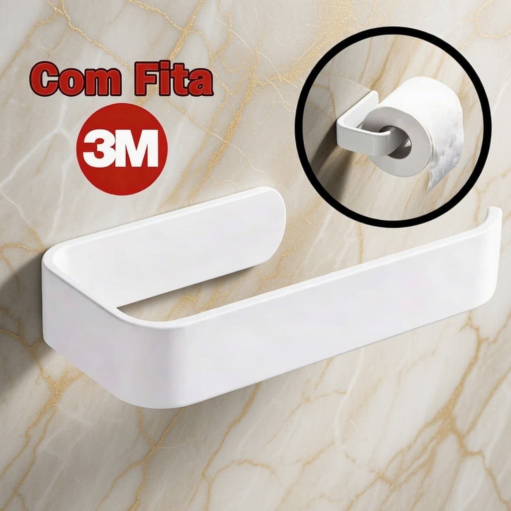 suporte Papel Higiênico Simples Suporte Parede Armário Banheiro sem perfuração Autoadesivo
