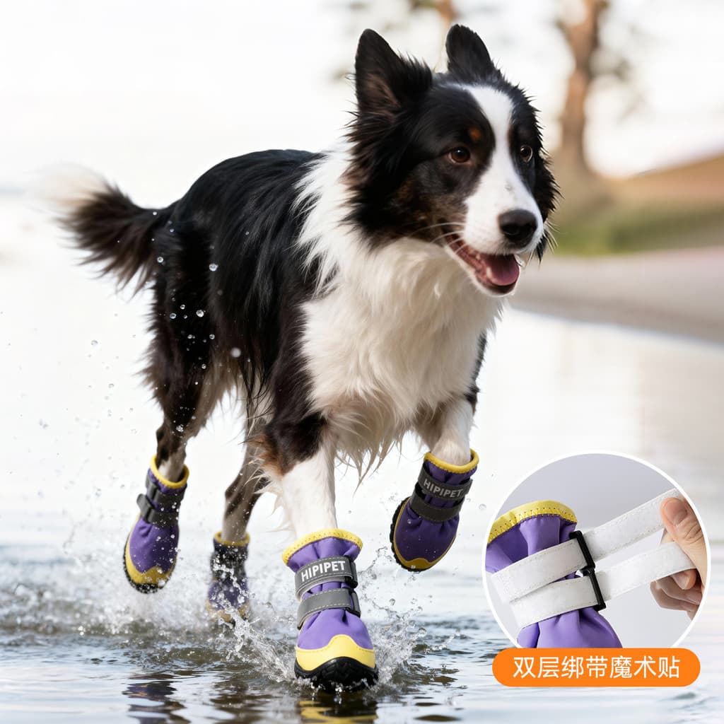 Sapatos para cães de estimação coloridos de cano alto à prova d'água sapatos grandes para cães com Velcro ajustável e so