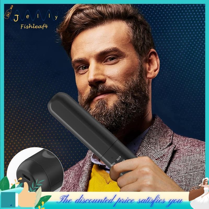 Jellyfishsem Fio Para Homens Alisador De Barba Pente Quente Elétrico Aquecido , Mini Escova Alisadora Anti-Queimadura