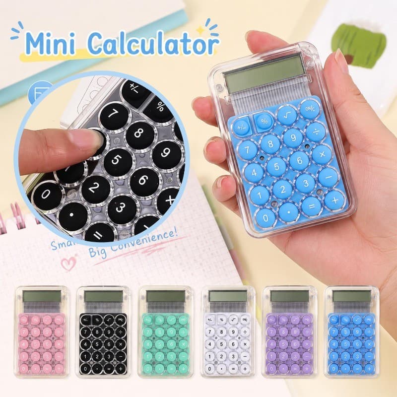 3-1Pcs Portátil Mini Calculadora Fofa-Calculadoras De Clique Silencioso Em Cor Doce-Auxiliar De Aprendizagem Kawaii-Mate