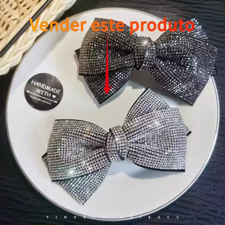 Grampo de cabelo com laço de diamante da moda feminina