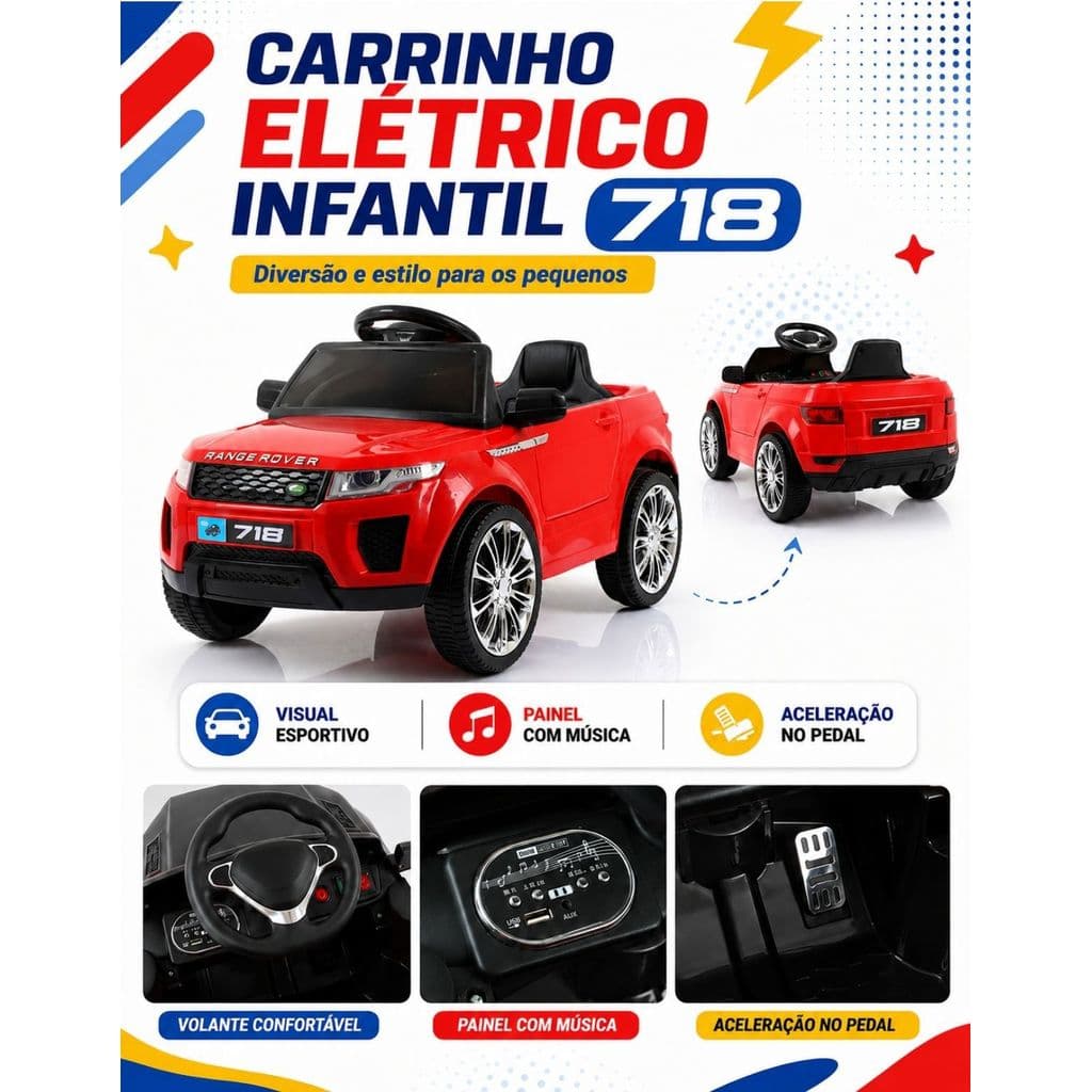 Carro Infantil Eletrico Direção 2 Em 1 Controle Remoto Carrinho Shopping Conversivel Radical