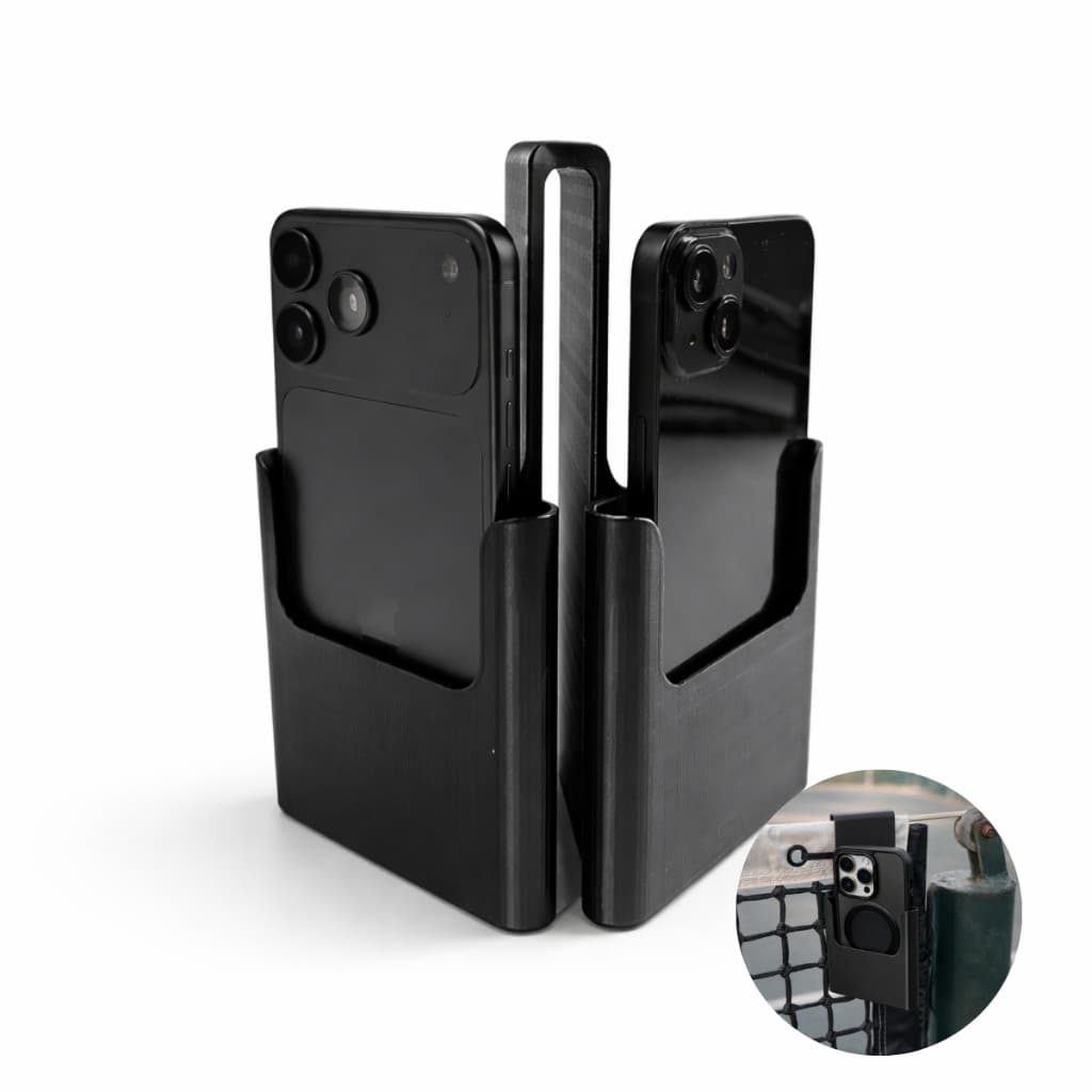 Suporte Duplo para Celular na Rede Vôlei Tênis Beach Tennis Fixação Estável p/ Gravar Jogos Treinos