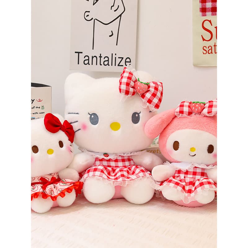 KT Gato Boneca Morango Bobo Melody hellokitty Brinquedo de Pelúcia Boneca Menina Presente de Aniversário