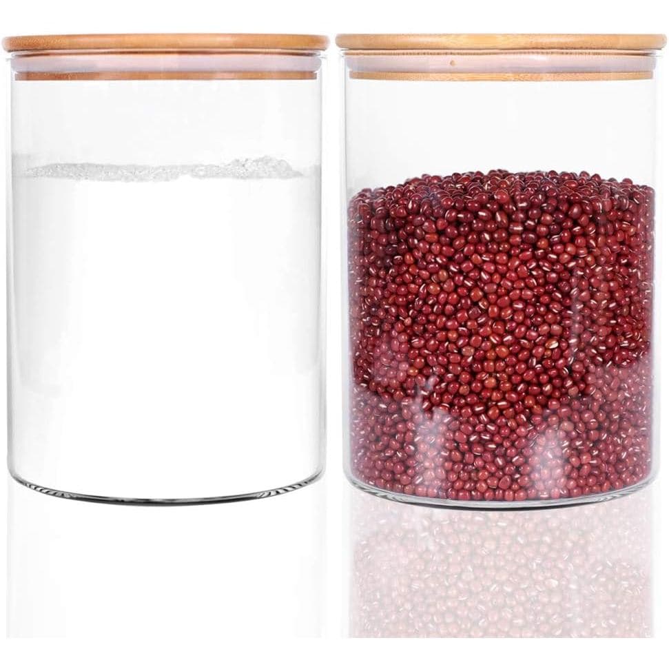 Conjunto de 2 Potes Grandes de Vidro para Armazenamento de Alimentos, 100 FL OZ (3000ml), Pote de Vidro para Farinha com