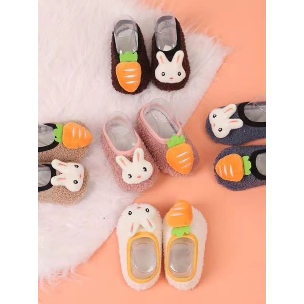 Meias outono inverno meias de chão crianças sapatos antiderrapantes meias forro de lã do bebê meias grossas de borracha