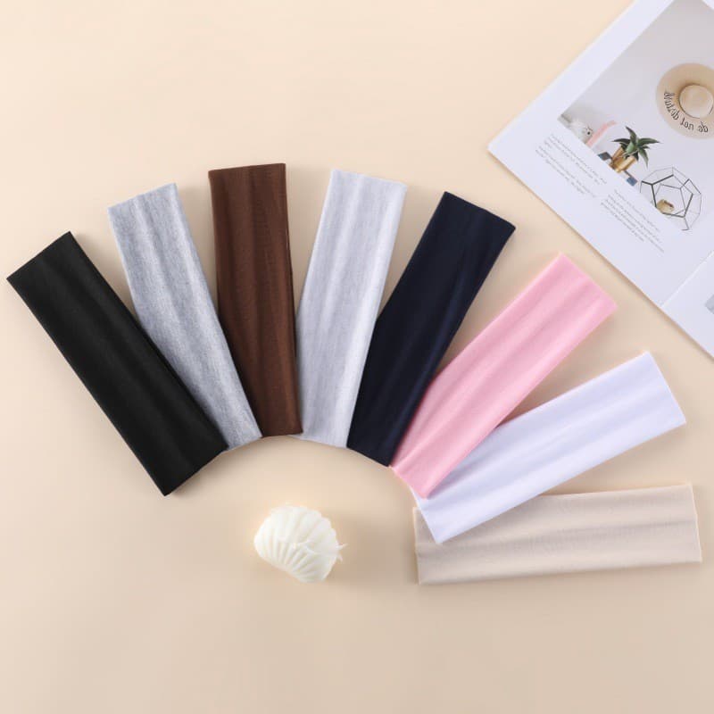 Faixa de cabelo esportiva para yoga, estilo europeu e americano, 7 cm de largura, simples, retrô, cor sólida, absorvente