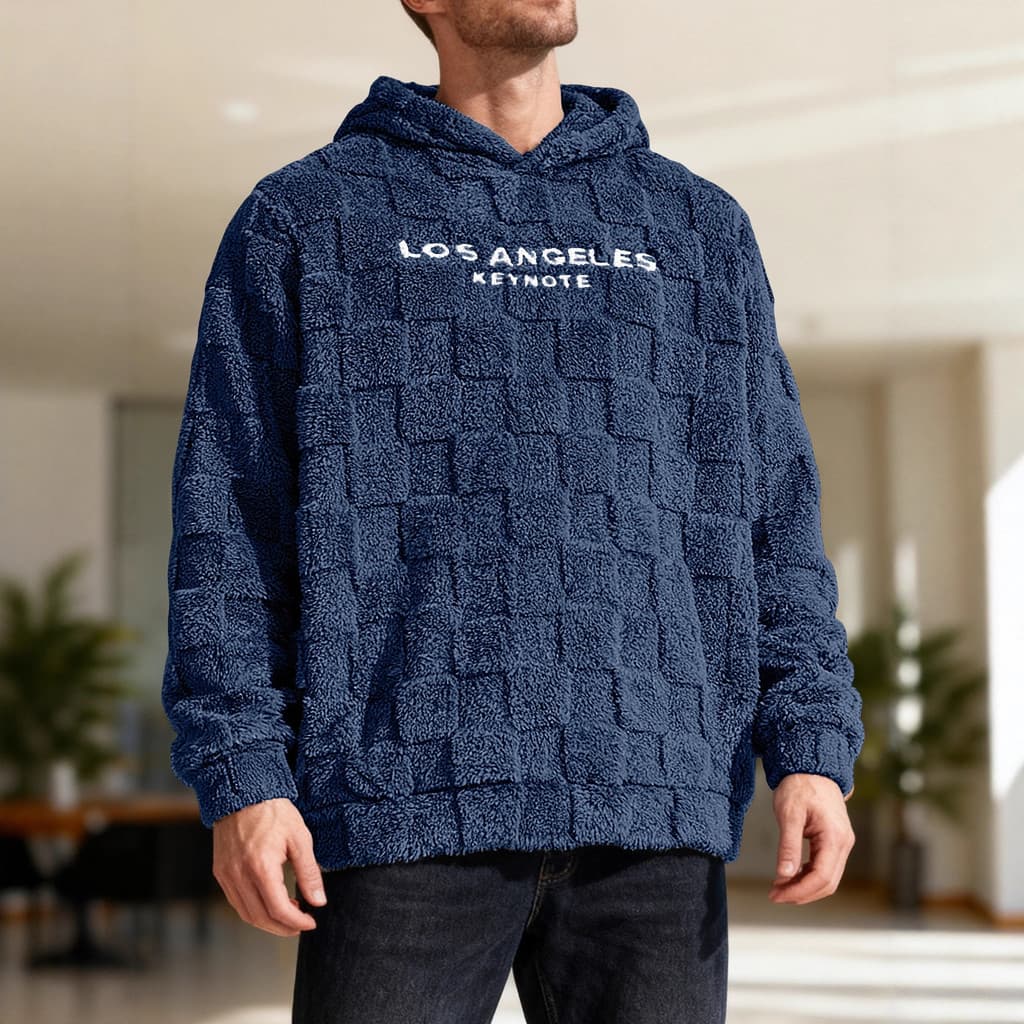 Europeu americano outono inverno americano pesado masculino solto carta bordado lã de cordeiro Casual esportes moletom j