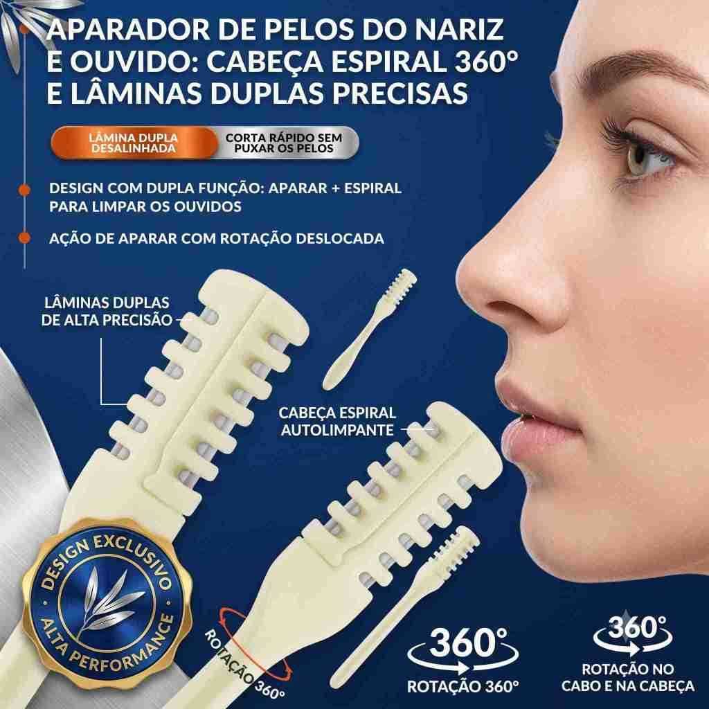 Removedor De Pelos Manual Nariz Aparador Nasal Ponta Dupla 360° Reutilizável Silicone Macio