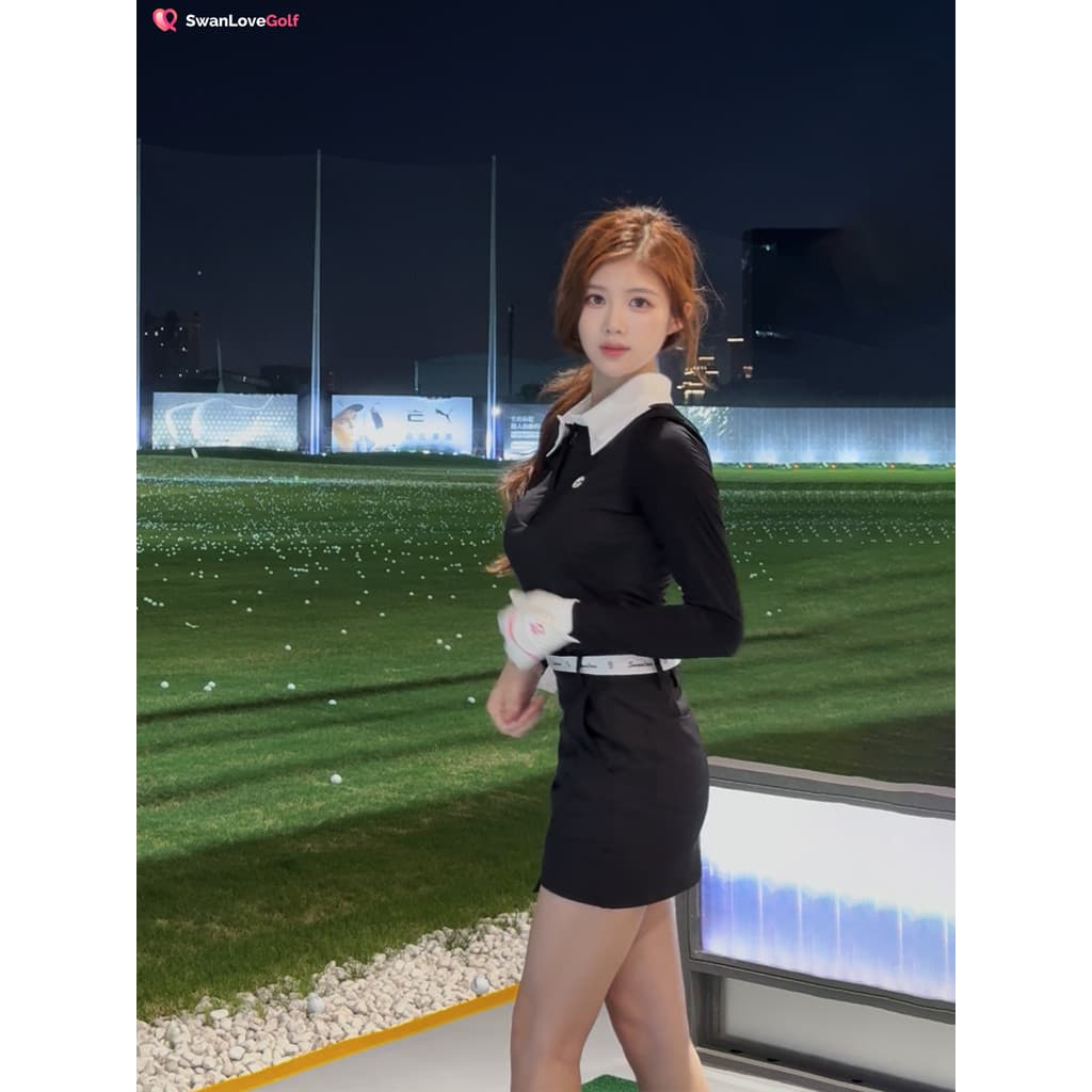 Saia de golfe feminina verão versão coreana cintura alta mais magro olhar Hip saia esportes de golfe de secagem rápida e