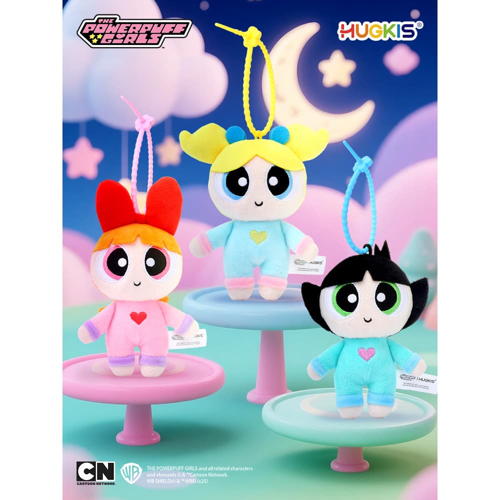 HUGKIS Powerpuff Girls Pijama Vestir Pingente de Pelúcia Bonito Brinquedo de Bebê Mochila Pingente Boneca