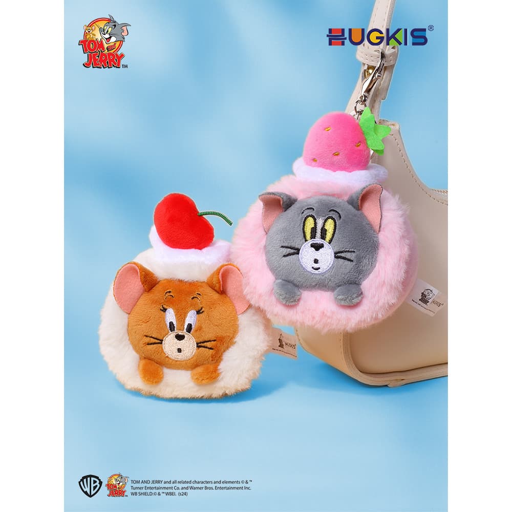 HUGKIS Gato e Rato Bolo Bonito Boneca de Pelúcia Chaveiro Mochila Pequeno Pingente Boneca Menina Presente de Aniversário