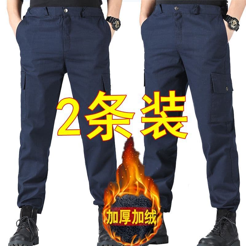W estilo inverno quente calças de trabalho masculino resistente ao desgaste solto engrossado forro de lã trabalhadores s