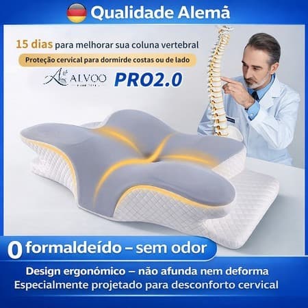 【ALVOO PRO2.0】Travesseiro Cervical Ergonômico Espuma Memory Sono Profundo Sem Insônia