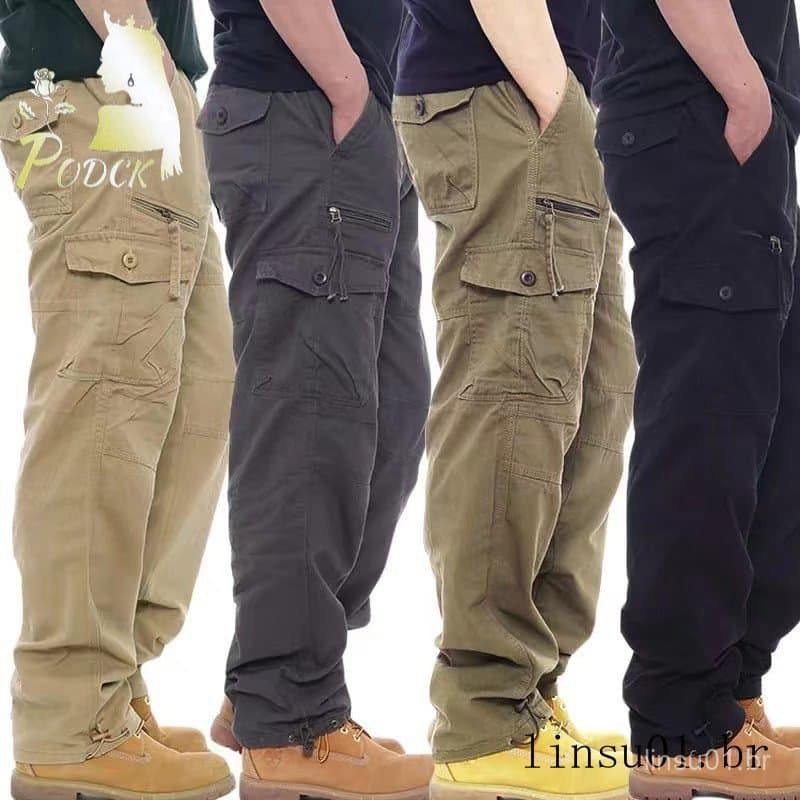 Macacão masculino com vários bolsos, resistente ao desgaste, calças retas, calças de trabalho, proteção do trabalho, cal